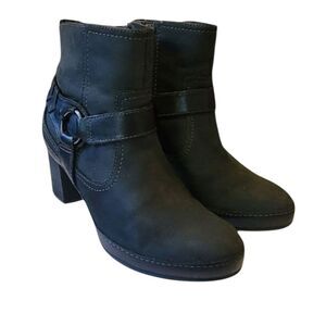 Clarks Artisan Black Leather Harness Ankle Boots Size 5M